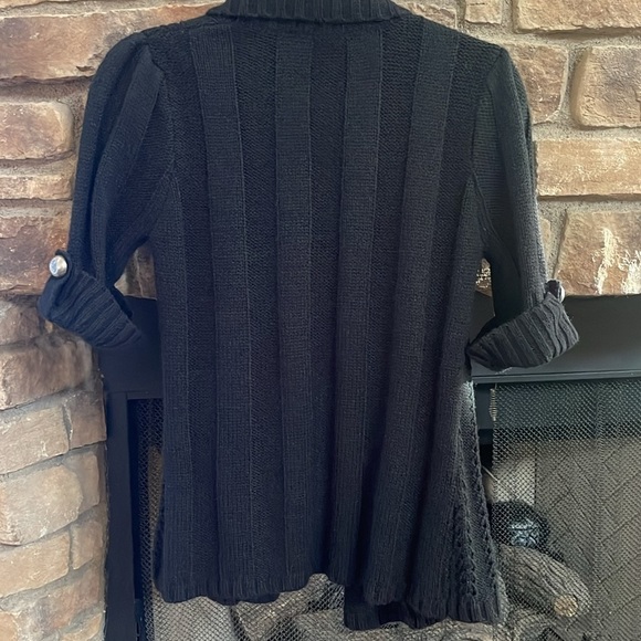 Black cardigan with silver faux buttons. Size medium. - Picture 2 of 10